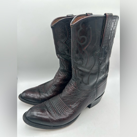 Lucchese L3653 vintage exotic Leather cowboy boot Cherry black Western M 8.5 - Picture 8 of 17